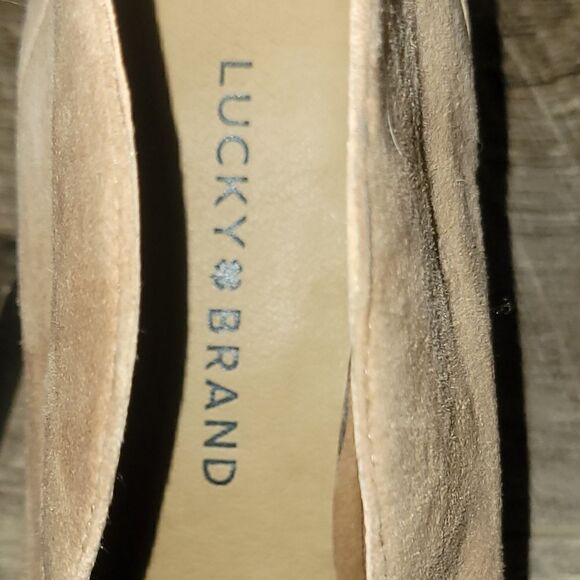 Lucky Brand Chunky Heel Joal Bootie Macaroon Tan Suede Kidsuede Heel Boot 8 - Picture 11 of 14